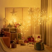 Árvore de Natal artificial de 120 cm com 48 luzes LED Mini árvore de Natal decorativa com ramos de bétula branca