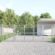 vidaXL Portão de rede para jardim 400x175 cm aço galvanizado prateado