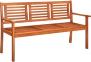 vidaXL Banco de jardim 3 lugares 150 cm madeira de eucalipto maciça
