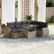 vidaXL 8 pcs conj. sofás jardim c/ almofadões vime PE cinzento-claro