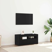 Gabinete de TV vidaXL com LED Preto Carvalho 90x35x40 cm Madeira engenheirada