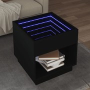 vidaXL Mesa de centro luzes LED Infinity 50x50x50 cm preto