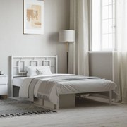 vidaXL Estrutura de cama em metal com cabeceira 107x203 cm branco
