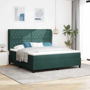 vidaXL Cama Box com Colchão Verde Escuro, 180x200 cm em Veludo