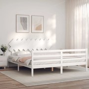 vidaXL Estrutura cama Super King Size c/ cabeceira madeira branco