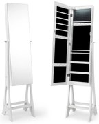 Armário para joias com 4 ângulos de inclinação e espelho de corpo inteiro