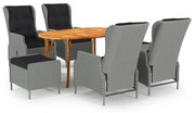vidaXL 7 pcs conjunto de jantar para jardim cinzento-claro