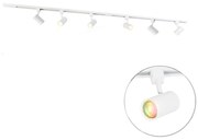 Sistema de iluminação de trilho inteligente com 6 focos brancos monofásicos 200cm - Iconic Jeana