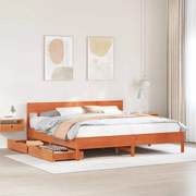vidaXL Cama sem colchão 180x200 cm pinho maciço castanho-mel