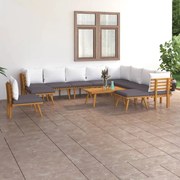 12 pcs conjunto lounge de jardim com almofadões acácia maciça