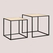 Mesas Auxiliares Ninho Quadradas Em Rattan Daek Preto - Sklum