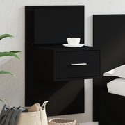 vidaXL Mesa de cabeceira de parede com luzes LED preto