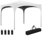 Outsunny Tenda Dobrável 3x3 m Tenda de Jardim para Exterior com Altura Ajustável Bolsa de Transporte Tecido Anti-UV e Sacos de Areia Branco | AOSOM Portugal