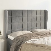 Cabeceira de cama c/ abas veludo 147x23x118/128cm cinza-claro