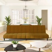 vidaXL Sofá-cama de 2 lugares veludo castanho
