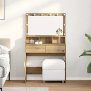 vidaXL Mesa de vestir com gaveta Carvalho Artesanal 80 x 41 x 134,5 cm