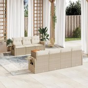vidaXL 8 pcs conjunto de sofás p/ jardim com almofadões vime PE bege