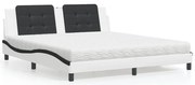 vidaXL Cama com colchão 180x200 cm couro artificial preto e branco