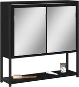 vidaXL Armário casa banho c/ espelho 60x16x60 cm deriv. madeira preto