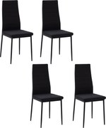 HOMCOM Conjunto de 4 cadeiras de jantar de linho estofadas com pernas de metal Cadeiras de jantar 41x50x97 cm Preto | Aosom Portugal