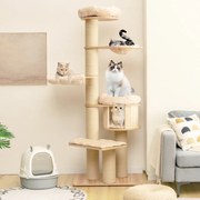 Torre de escalada Kitty Condo de vários níveis com escova de tosa e corda de sisal - preta