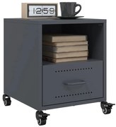 vidaXL Mesas de cabeceira 2 pcs 36x39x43,5 cm aço antracite