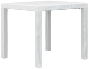 Mesa de jardim 79x79x72 cm plástico branco com aspeto de vime