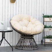 Poltrona Papasan Giratória de Vime Sintético Poltrona de Vime PE com A
