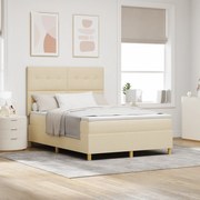 vidaXL Cama Box Spring com Colchão Creme 140x190 cm Tecido