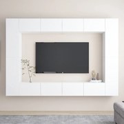 8 pcs conjunto de móveis de TV contraplacado branco