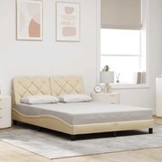 Estrutura de cama sem colchão 140x200 cm tecido cor creme