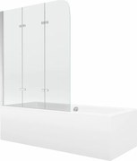 Mexen Cube banheira retangular 170 x 80 cm com painel e divisória de 3 painéis 120 cm, transparente, cromado