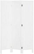 HOMCOM Biombo 3 Painéis Separador de Ambientes Dobrável 120x1,8x170 cm Painel de Privacidade Estilo Rústico Branco