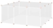 PawHut Recinto Modular Metal 12 Painéis 24 Conectores para Coelhos Porquinhos da Índia 105x105x45 cm Branco | AOSOM Portugal