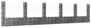 vidaXL Cesto gabião em forma de U c/ 6 postes 620x20x150 cm ferro
