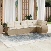 vidaXL 6 pcs conjunto de sofás p/ jardim com almofadões vime PE bege