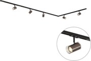 Sistema de calhas de iluminação moderno preto com 5 focos bronze escuro monofásicos - Iconic Lloyd