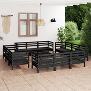 13 pcs conjunto lounge de jardim pinho maciço preto