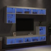 8pcs móveis de parede p/ TV c/ LEDs derivados de madeira branco