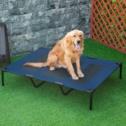 Cama para Animais de Estimação Cama Elevada para Cães Gatos com Tecido Transpirável para Dormir Relaxar Exterior Jardim Terraço 122x91x23cm Azul