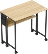 HOMCOM Secretária Dobrável Compacta 80x50 cm com Rodízios e Bolsa Carvalho | Aosom Portugal
