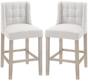 HOMCOM Conjunto de 2 Bancos de Bar com Capitonê Madeira Maciça Incl. Apoio para Pés 47x50x101 cm Cinza Natural | Aosom Portugal