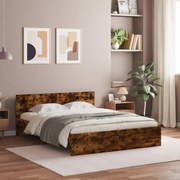 vidaXL Estrutura de cama com cabeceira 140x200 cm carvalho fumado