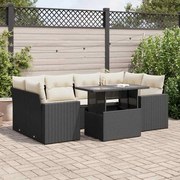 vidaXL 7 pcs conjunto de sofás p/ jardim c/ almofadões vime PE preto