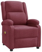 vidaXL Poltrona de massagens tecido vermelho tinto