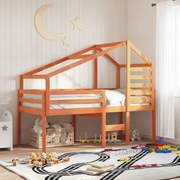 vidaXL Cama alta com telhado 80x200 cm pinho maciço castanho-mel