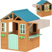 AIYAPLAY Casa Infantil para Exterior e Interior de Madeira com Balcão  Floreiras Quadro Janelas 142x120x141,5 cm Madeira | Aosom Portugal