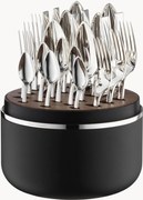 Conjunto de talheres artesanais muito polidos com caixa Riva, 6 pessoas, conjunto de 24