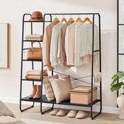 Guarda roupa aberto com prateleiras e com 6 ganchos 45 x 120 x 160 cm Preto
