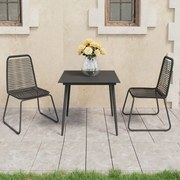 vidaXL 3 pcs conjunto de jantar para jardim vime de PVC preto